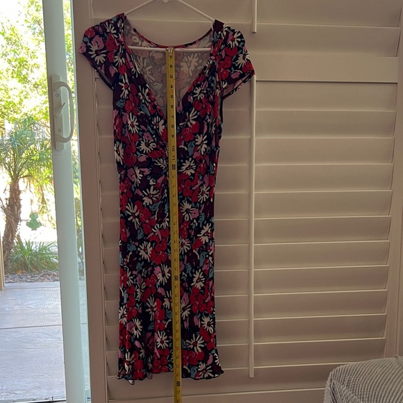 Free People Floral Twist-Front Midi Dress in Navy, Pink and White - Picture 7 of 7